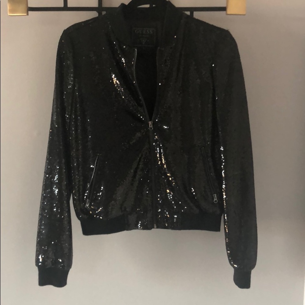 Guess sequined bomber jacket.